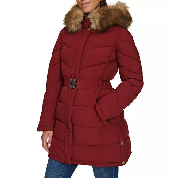Tommy Hilfiger Women's Faux-Fur-Trim Hooded Puffer Coat Size XS (MSRP $285) - Picture 1 of 10